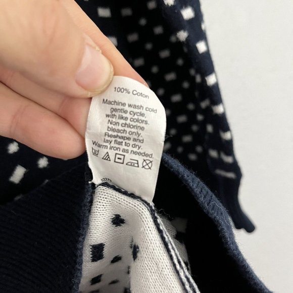 J Crew Navy White 3/4 Sleeve Cotton Pullover Sweater Size Small - Picture 4 of 6